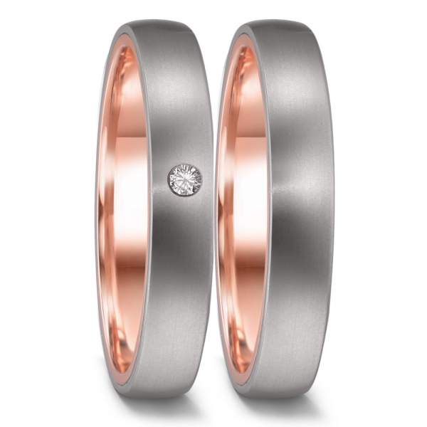 Trauringe Titan Rotgold (585) mit Brillant 0,03 ct.