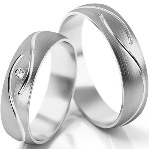 Trauringe Weissgold (333) mit Brillant 0,015 ct.