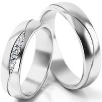 Trauringe Weissgold (333) mit Brillant 0,06 ct. Trauringe Weissgold (333) mit Brillant 0,06 ct.