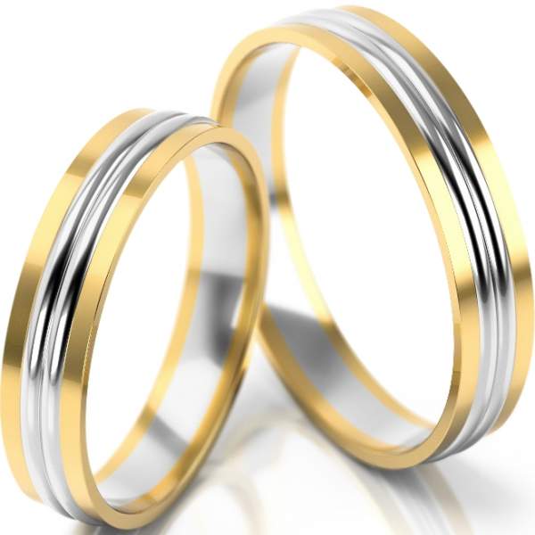 Trauringe Gelbgold-Weissgold (333) ohne Steine