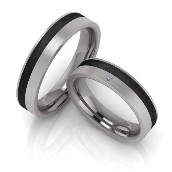 Trauringe Carbon Titan Brillant 1935