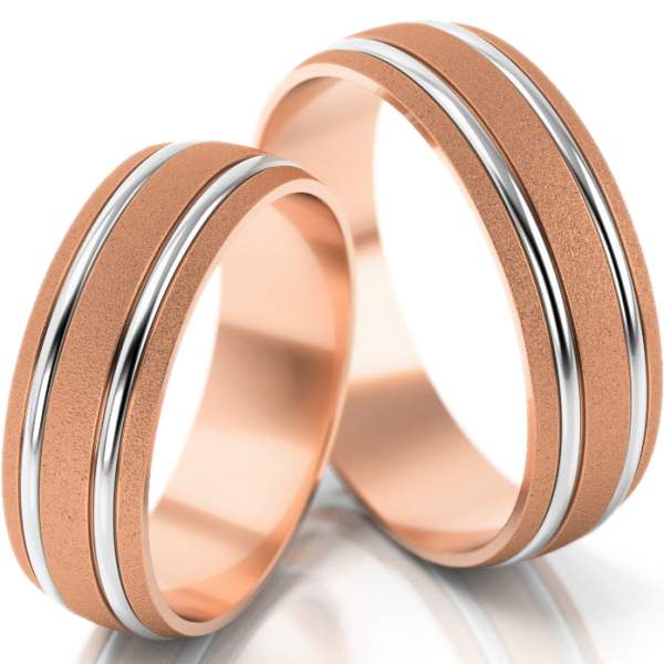 Trauringe Rotgold-Weissgold (333) ohne Steine