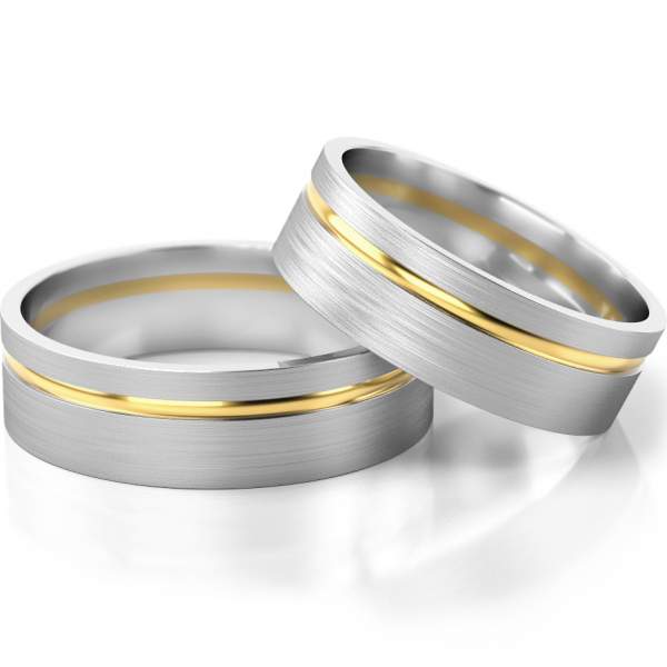 Trauringe Weissgold-Gelbgold (333) ohne Steine