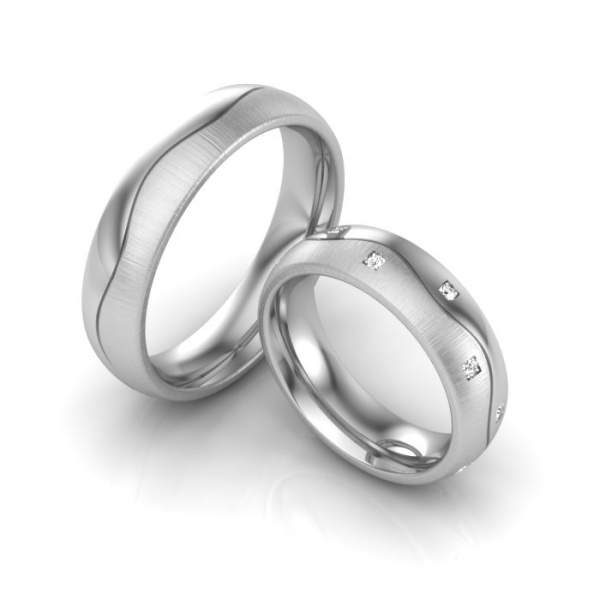 Brillant Trauringe aus Stahl Wellendesign