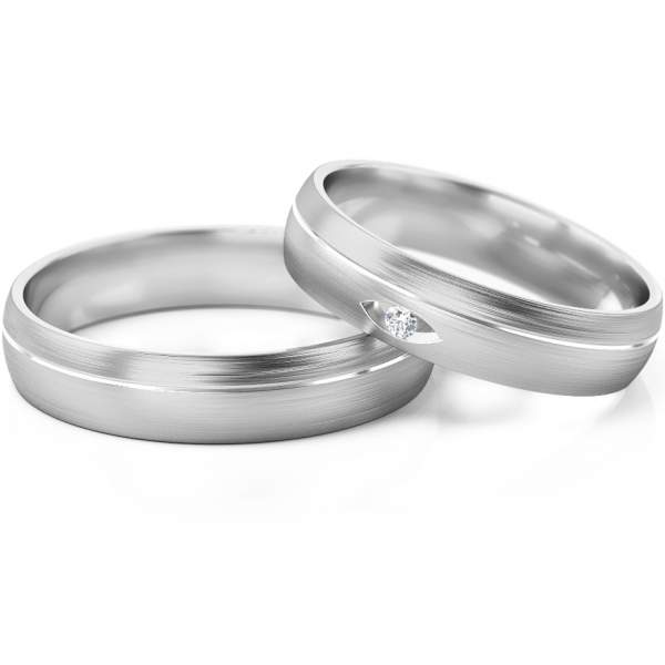 Trauringe Weissgold (333) mit Brillant 0,015 ct.