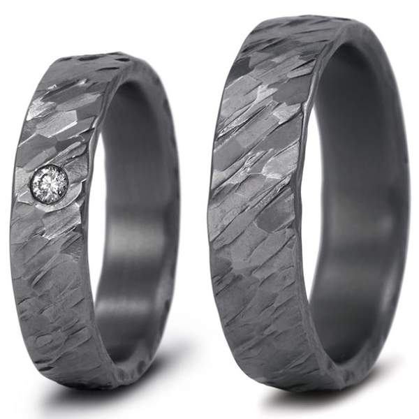 Tantal Eheringe mit Facette und Brillant 0,05ct
