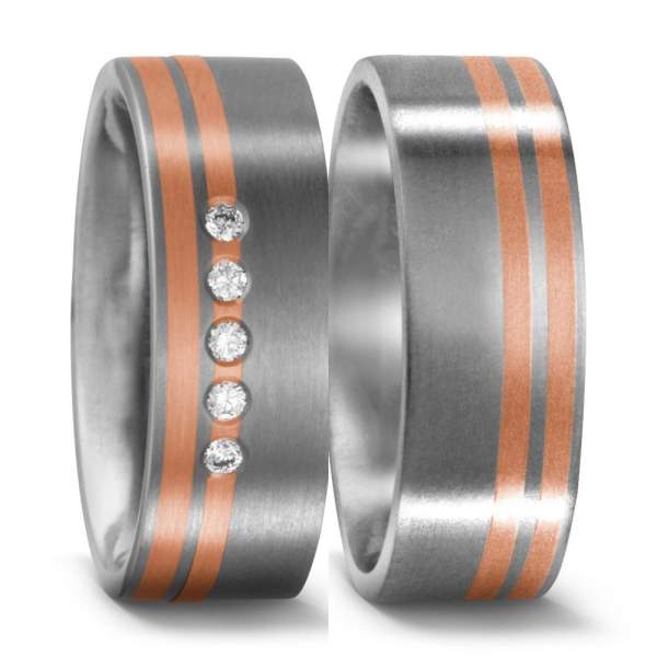 Trauringe Rotgold Brillanten Titan Factory 51045