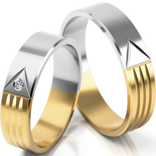 Trauringe Gelbgold-Weissgold (333) mit Brillant 0,015 ct.