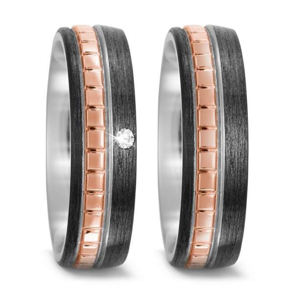 Trauringe Rotgold Carbon Brillant Titan Factory 52506