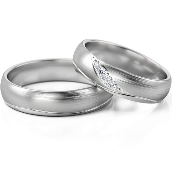 Trauringe Weissgold (333) mit Brillant 0,06 ct.