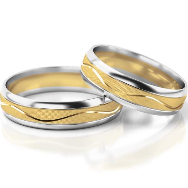 Trauringe Weissgold-Gelbgold (333) ohne Steine