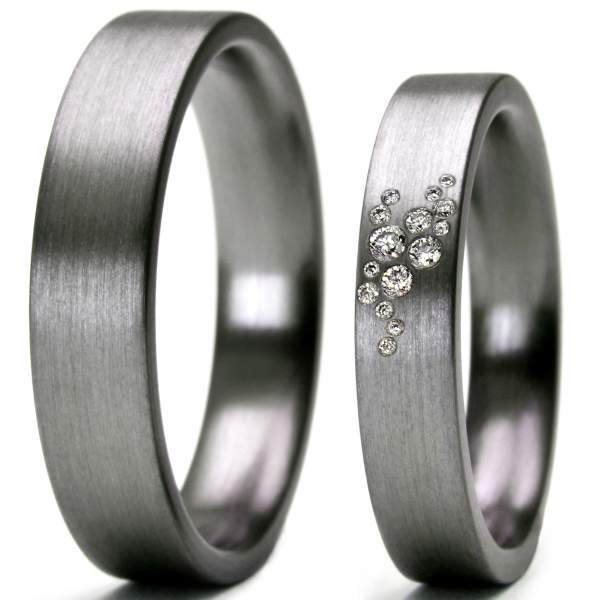 Sehenswerte Trauringe aus Tantal 15 Brillanten
