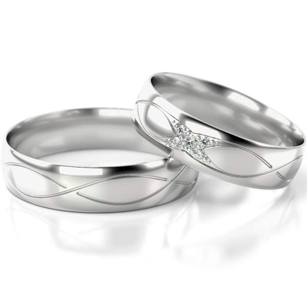 Trauringe Weissgold (333) mit Brillant 0,06 ct.