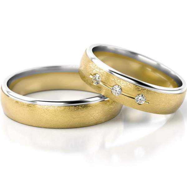 Trauringe Gelbgold-Weissgold (333) mit Brillant 0,06 ct.