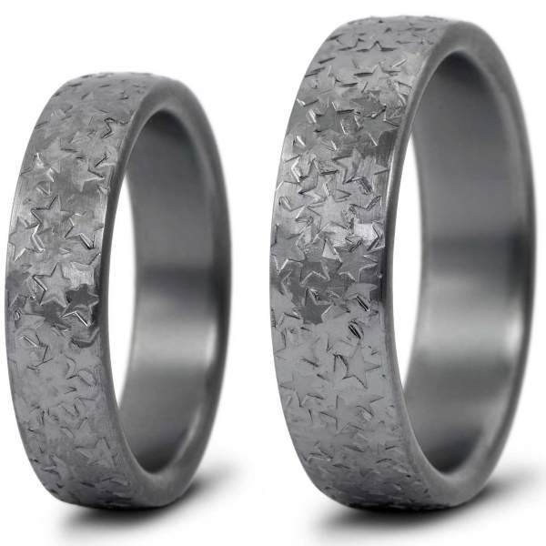 Tantal Partnerringe mit Struktur Sternschlag