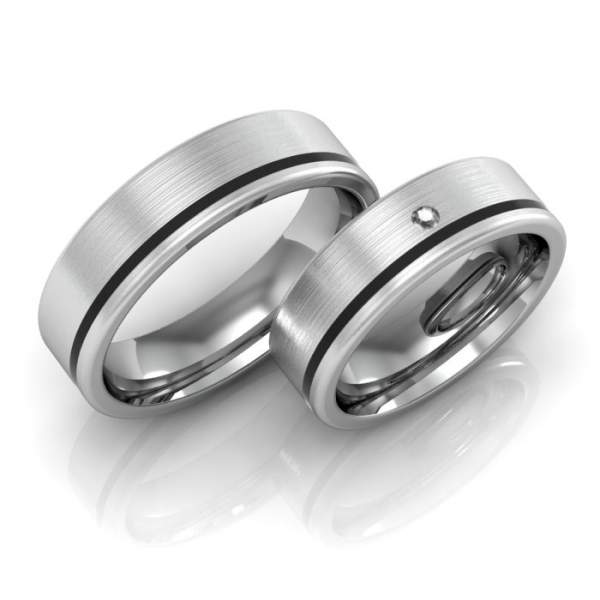 Verlobungsringe Edelstahl Keramik Brillant ID678