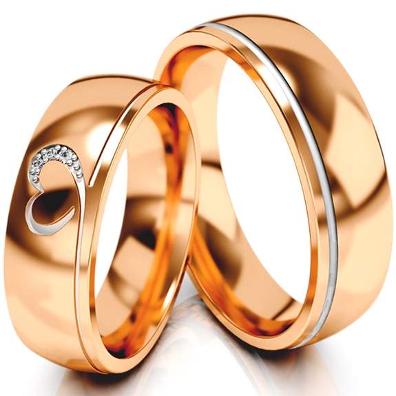 Trauringe Rotgold (333) mit Brillant 0,015 ct.