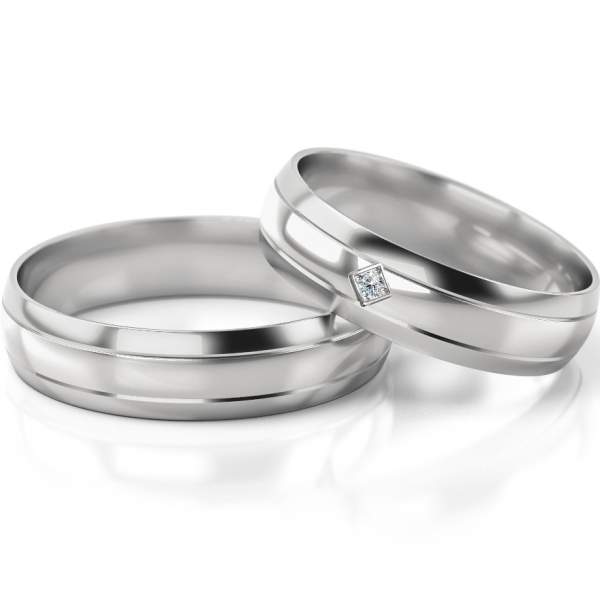 Trauringe Weissgold (333) mit Brillant 0,02 ct.