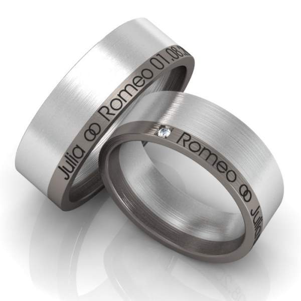 Trauringe 925 Silber Weißgold 585 Brillant ID44