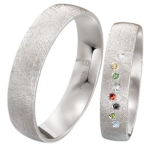 Eheringe mit Stein in Weißgold