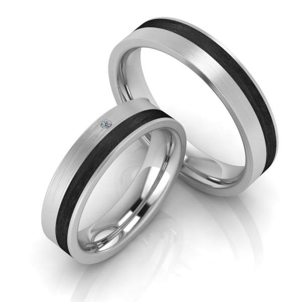 Trauringe Carbon Weißgold Brillant 1940