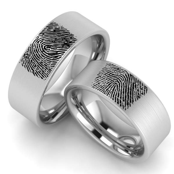 Gravur Ringe mit Fingerabdruck aus Edelstahl