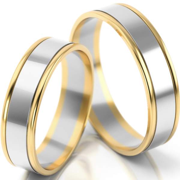 Glänzende Trauringe Gelbgold-Weissgold (333) ohne Steine