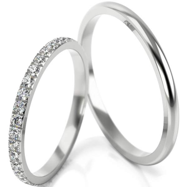 Trauringe Weissgold (333) mit Brillant 0,57 ct.