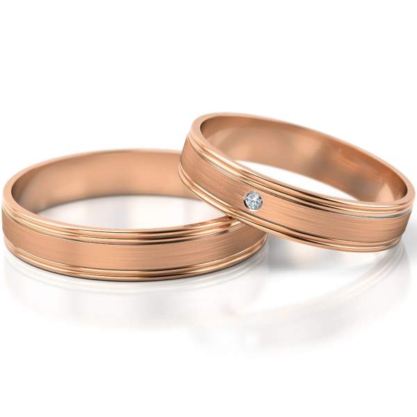 Trauringe Rotgold (333) mit Brillant 0,015 ct.