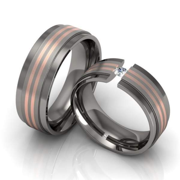 Verlobungsringe Titan Gold Zirkonia ID1341