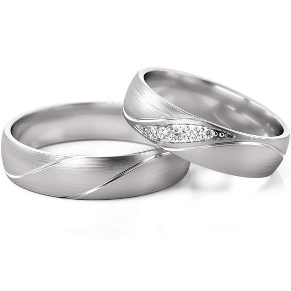 Trauringe Weissgold (333) mit Brillant 0,07 ct.