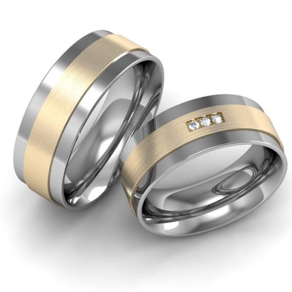 Verlobungsringe Gravur Edelstahl Gold Brillant ID652