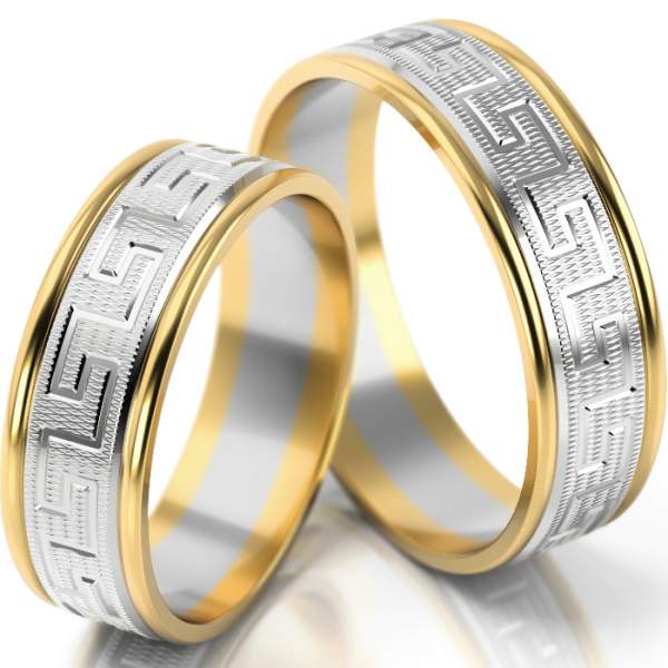 Strukturierte Trauringe Gelbgold-Weissgold (333) ohne Steine