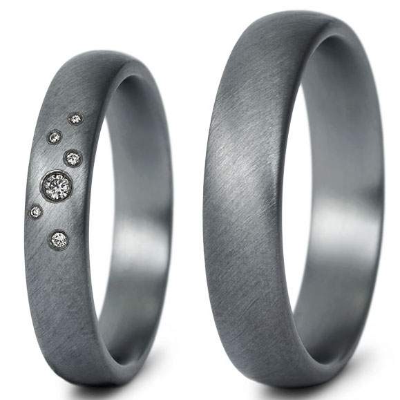 Tantal Eheringe schrägmatter Oberfläche & Brillant 0,043ct