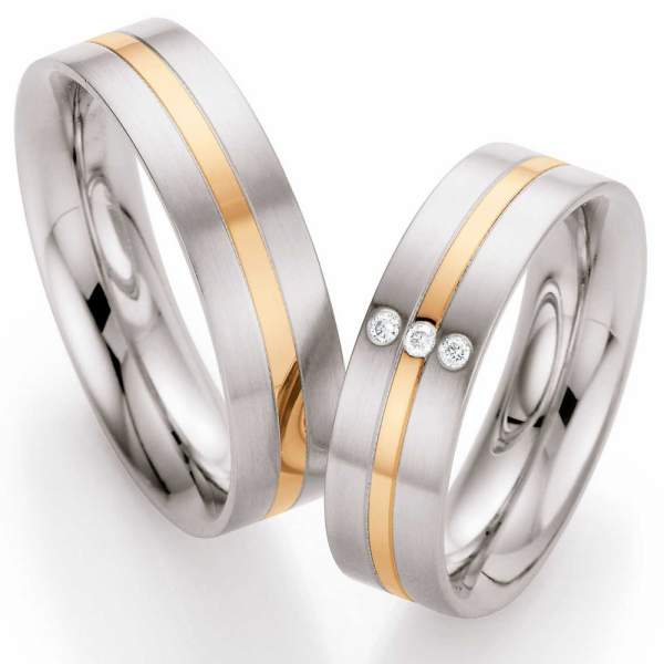 Trauringe Steel and Gold Brillant 88/01380