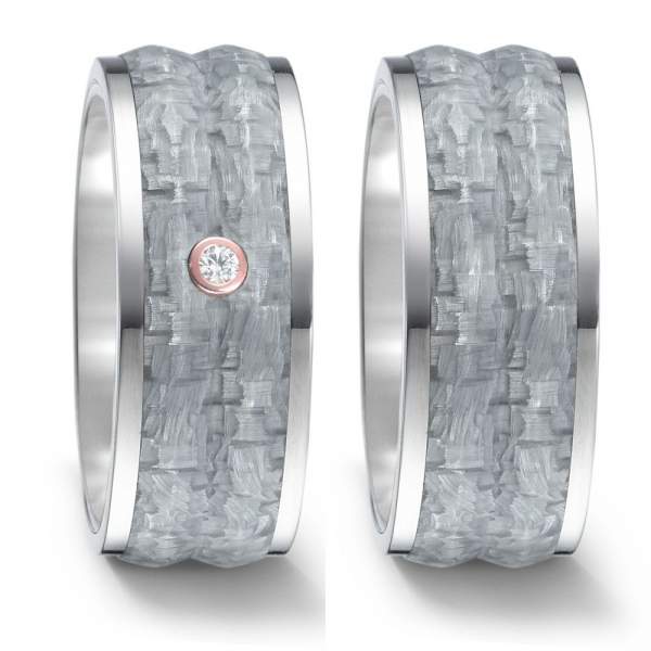 Trauringe Carbon grau Rotgold Brillant TitanFactory 52559