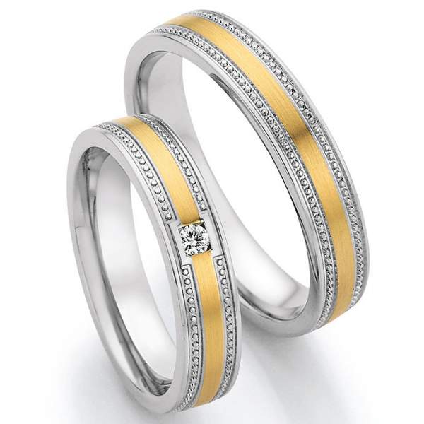 Trauringe Edelstahl-Gelbgold (585) mit Brillant 0,04 ct.