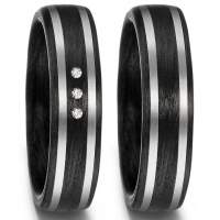 Carbon Ringe mit 2 Palladium Bändern und mittig 3 Diamanten 59353 Carbon Ringe mit 2 Palladium Bändern und mittig 3 Diamanten 59353
