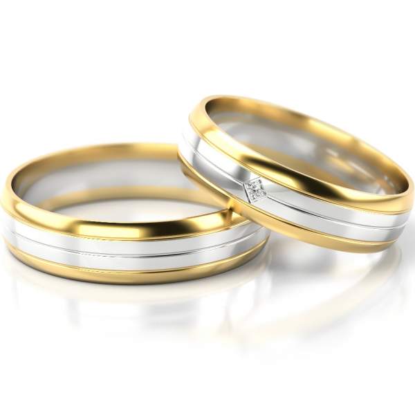 Trauringe Gelbgold-Weissgold (333) mit Brillant 0,015 ct.