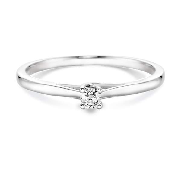 Verlobungsring Weissgold (585) mit Brillant 0,10 ct. | (Krappenfassung) 