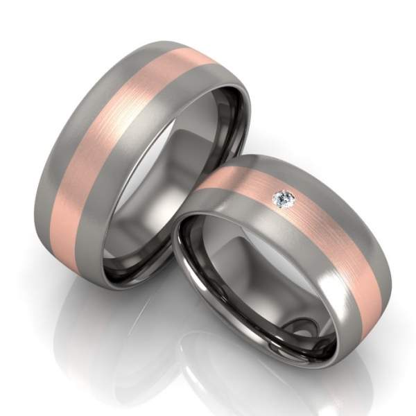 Trauringe Titan Rotgold Brillant ID953