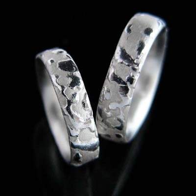 Trauringe Silber Natur im Design - Steinform