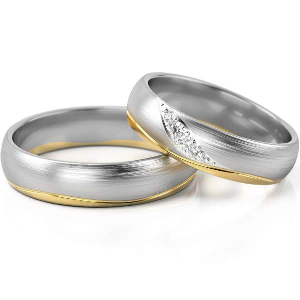 Trauringe Gelbgold-Weissgold (333) mit Brillant 0,06 ct.