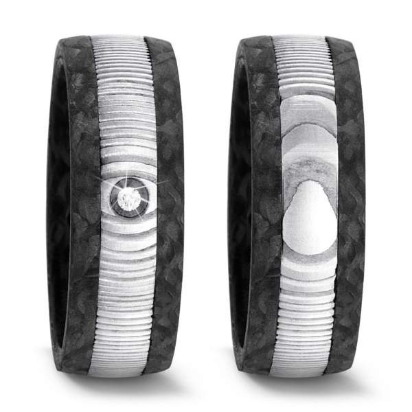 Trauringe Damaszener Stahl Carbon TitanFactory 52541