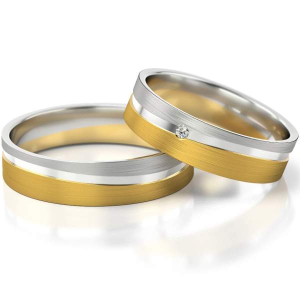 Trauringe Gelbgold-Weissgold (333) mit Brillant 0,015 ct.