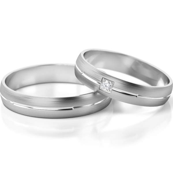 Trauringe Weissgold (333) mit Brillant 0,02 ct.