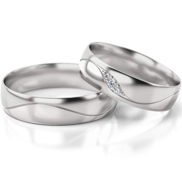 Trauringe Weissgold (333) mit Brillant 0,04 ct.