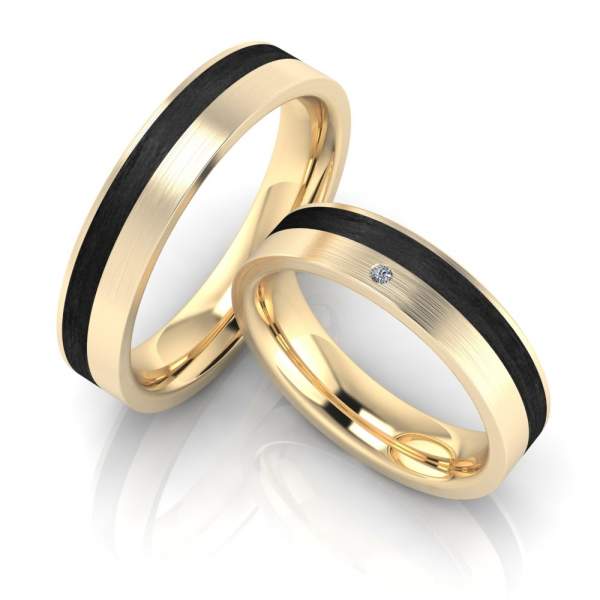 Trauringe Carbon Gelbgold Brillant 1936