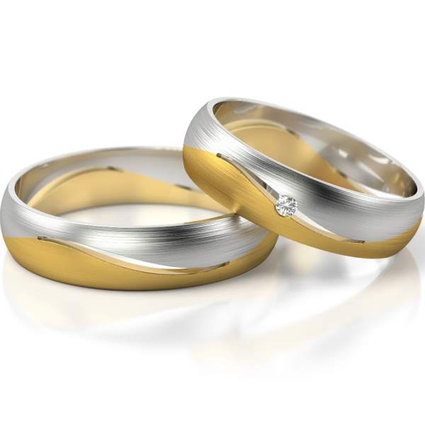 Trauringe Gelbgold-Weissgold (333) mit Brillant 0,06 ct.