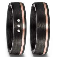 Carbon Ringe mit 14 Kt Rosegold und 3 Diamanten Carbon Ringe mit 14 Kt Rosegold und 3 Diamanten